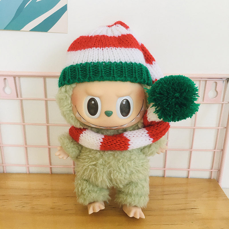 17cm Generation II Labubu Pendant Christmas Cloak Labubu Christmas Clothes Halloween Day Doll Clothes