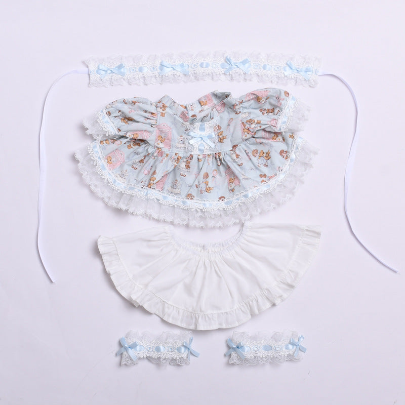 Labubu Doll Lolita Outfit for 38cm Vinyl Doll - Black, Pink, Blue