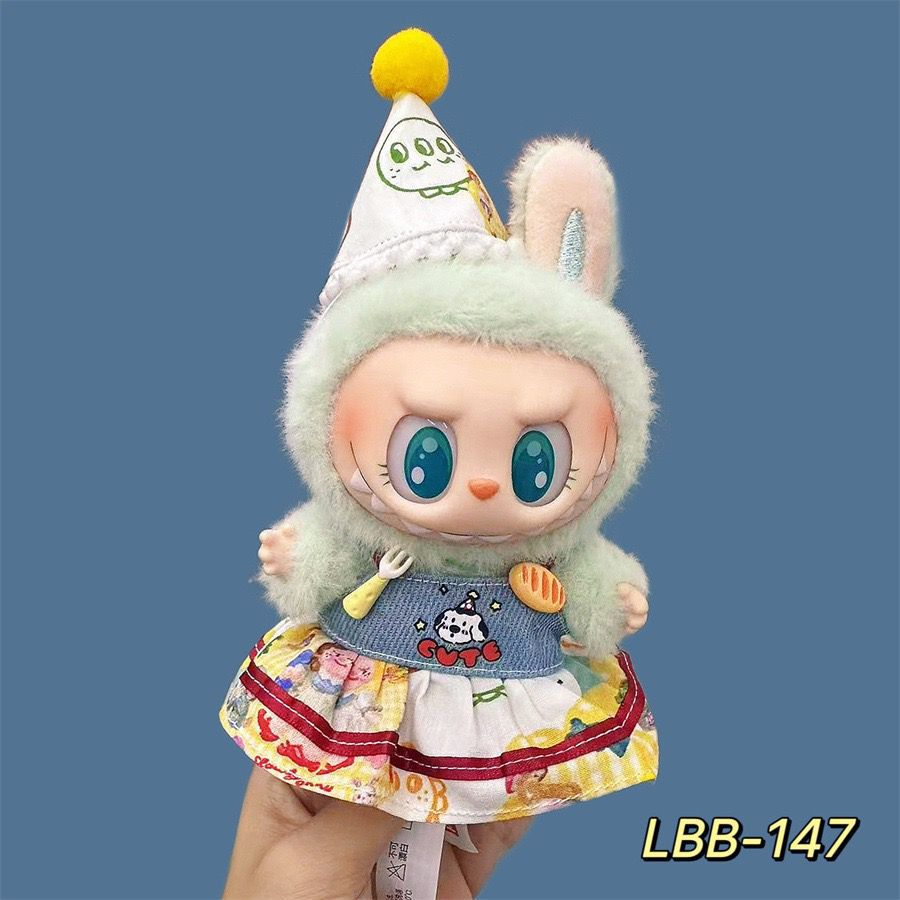 17cm Labubu Pendant Wearing Baby Clothes high quality Labubu Blind Box Pendant Doll Clothes Decorative suit