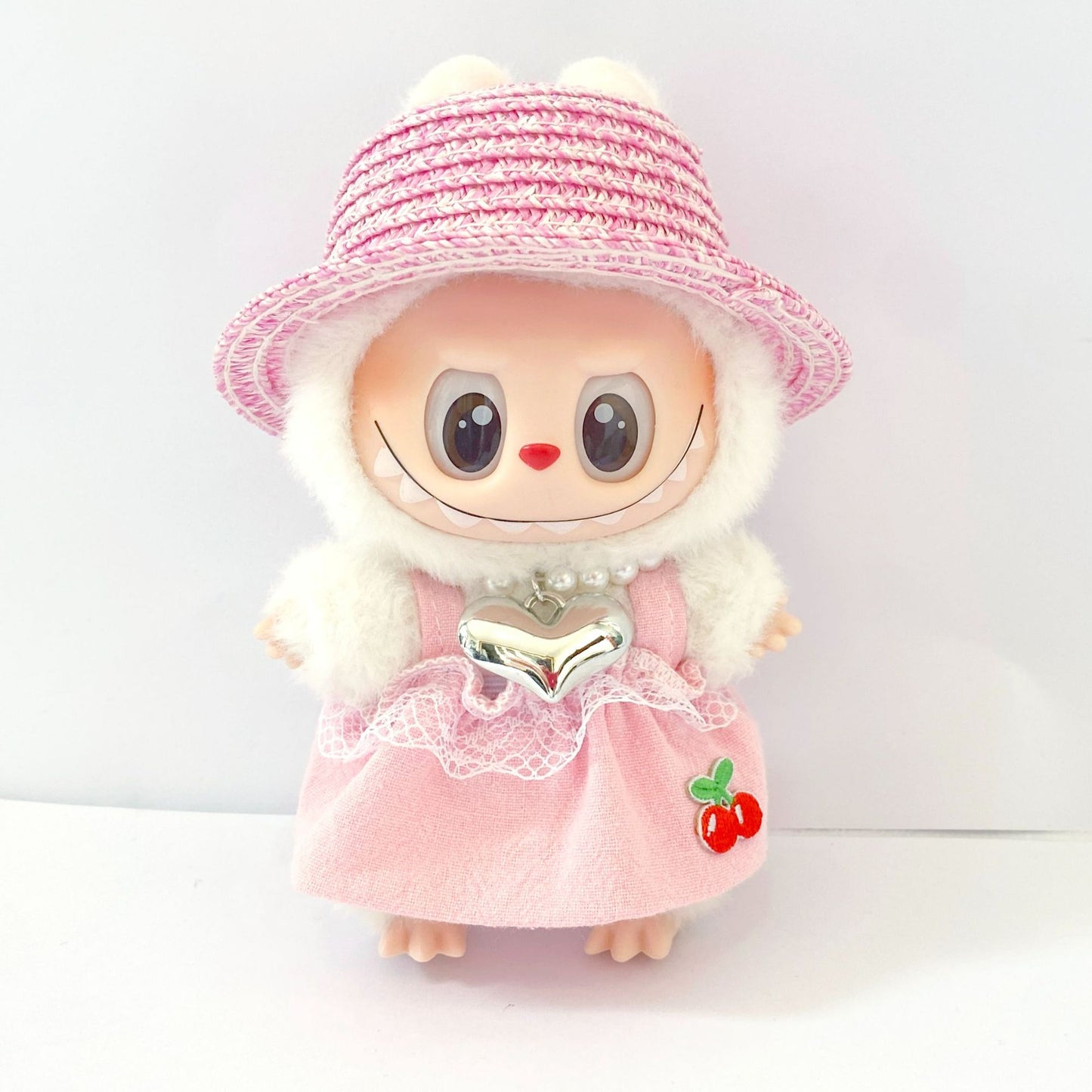 Labubu Doll Princess Dress with Pearl Necklace - 17cm Doll Clothes