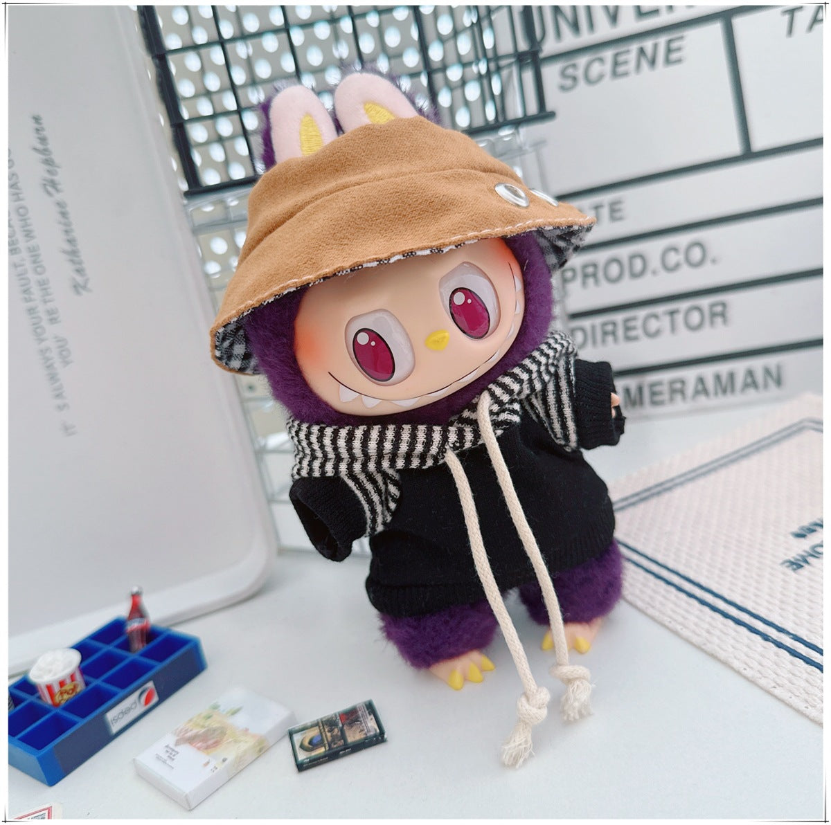Labubu Doll Outfit - Striped Sweater & Hat Set for 17cm Labubu