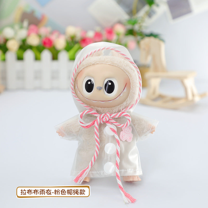 Labubu Baby Raincoat Dress-Up Doll Waterproof Transparent Hooded Jacket Clothes Labubu Pendant Baby Clothes