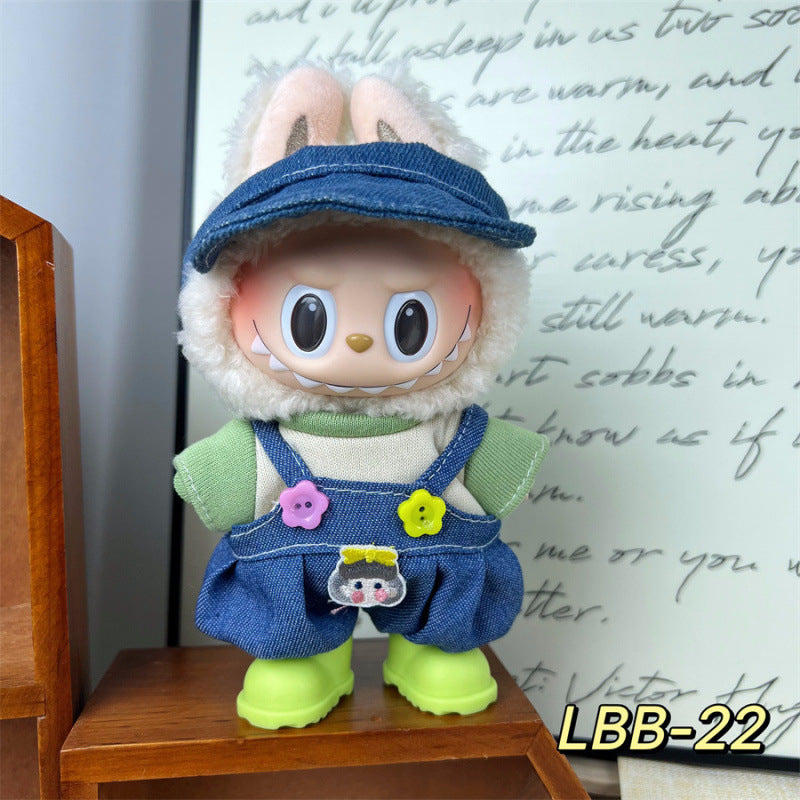 New 17cm Labubu Pendant with Replacement Baby Clothes High Quality Labubu Blind Box Pendant Baby Clothes Decoration Set