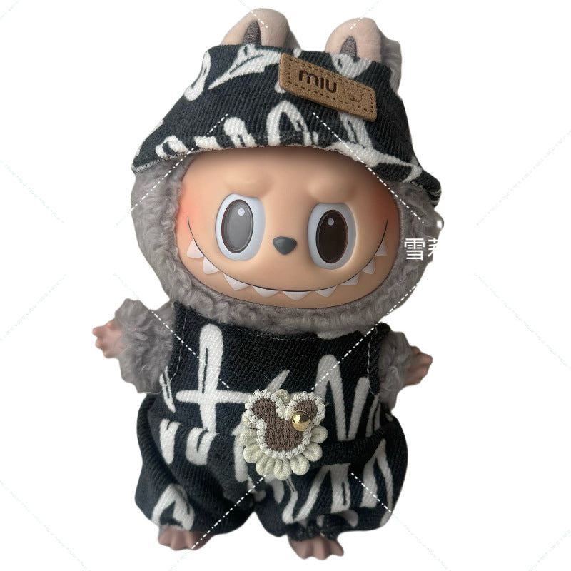 Labubu Doll Outfit - 17cm Baby Clothes with Straw Hat & Sling Dress