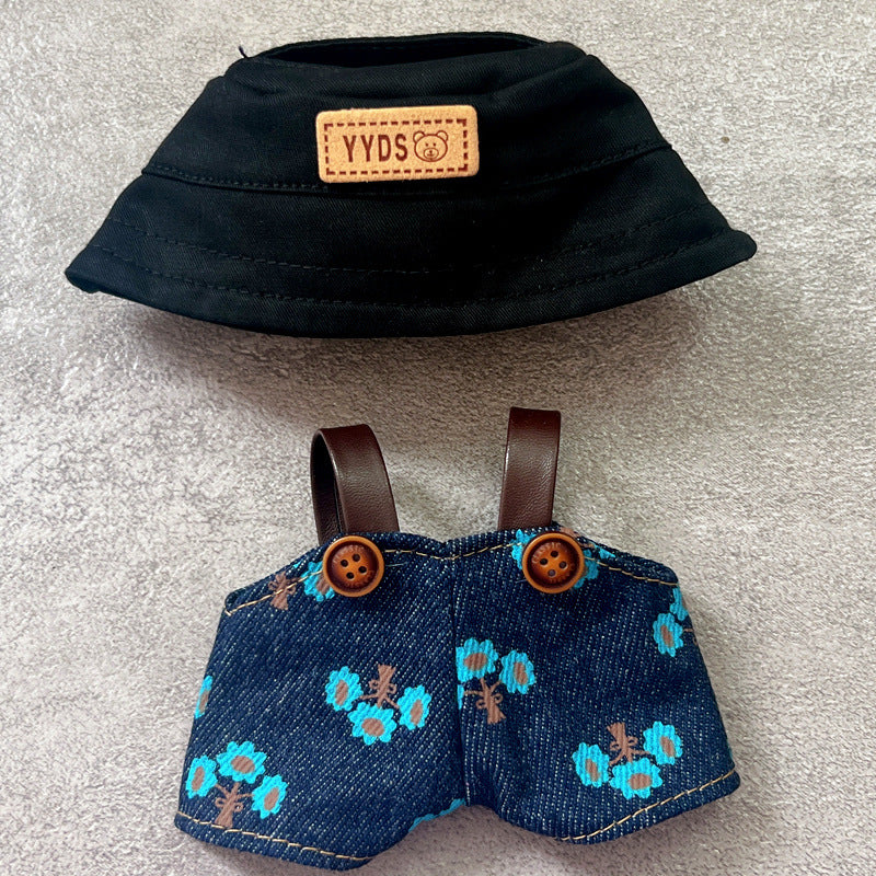 Labubu Doll Outfit - Denim Overalls & Hat Set for 1st-3rd Gen