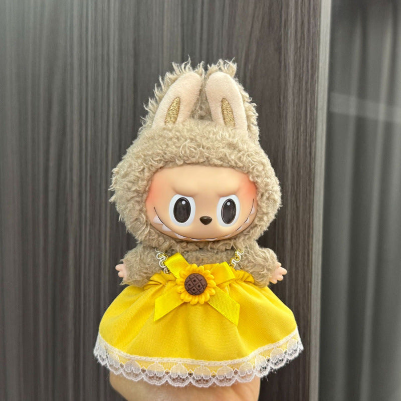 Rab cloth doll labubu17cm pendant one or two generations of vinyl plush doll suit accessories for clothes