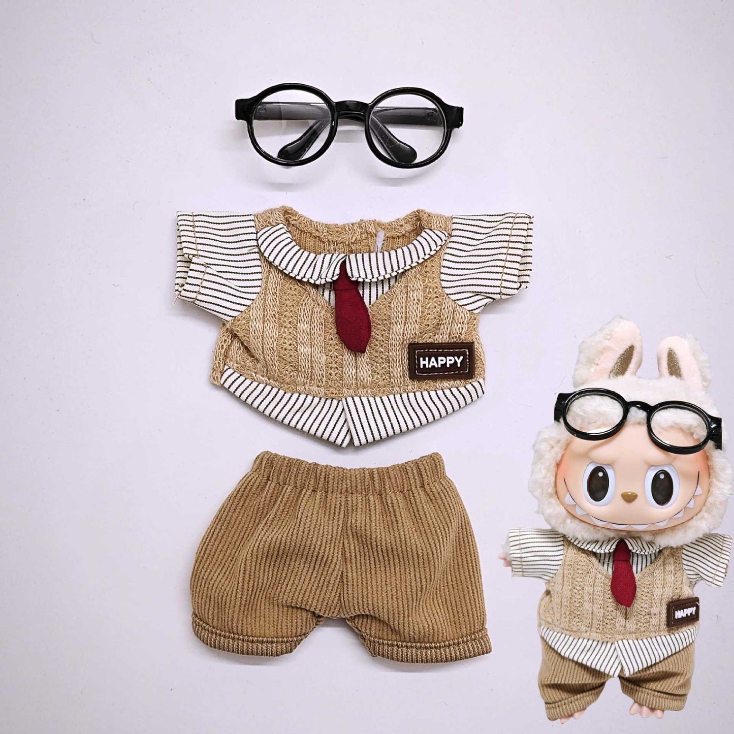 Labubu Doll Retro British 2-Piece Outfit with Accessories