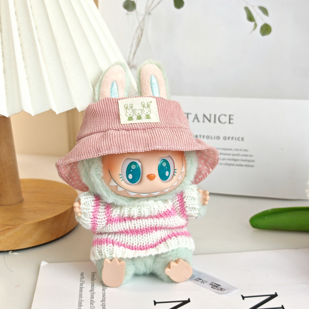 Clothing Only: First, Second, and Third Generation Blind Box Labubu Pendant Clothing, Sitting Labubu Party Doll Pink Sweater