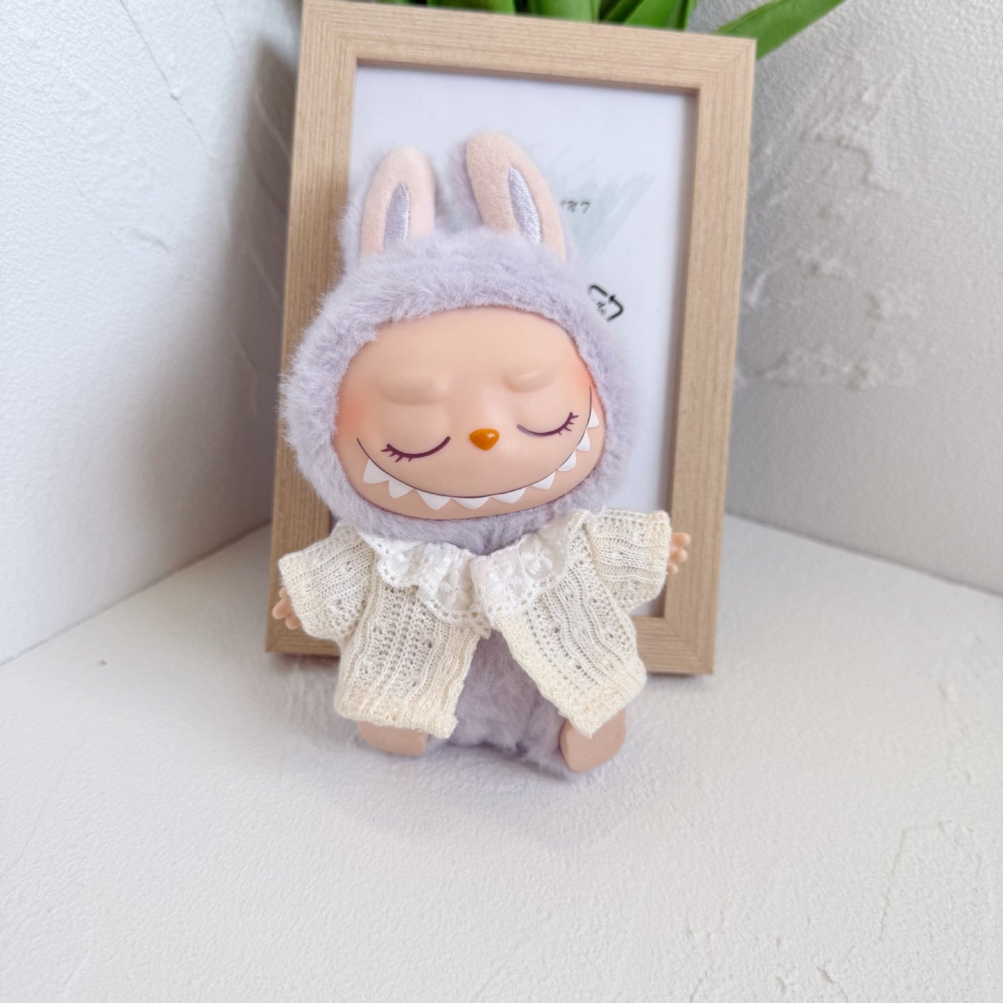 Labubu Doll Outfit - Beige Cardigan & Denim Set for 15&17cm Labubu
