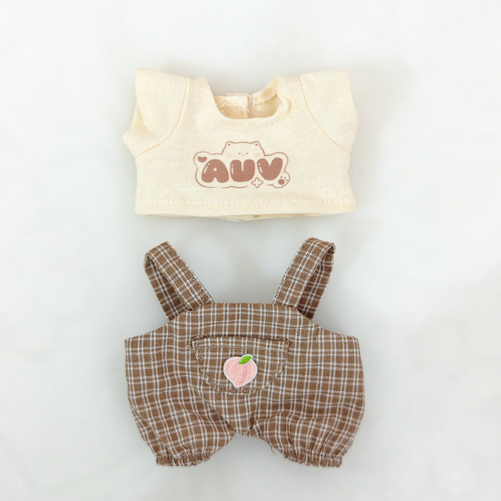 Labubu Doll Summer Outfit Set with Straw Hat & Canvas Shoes