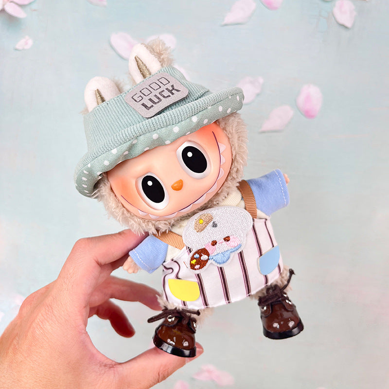 17cm Labubu Doll Clothes Set with Hat, Top, Skirt & Bag
