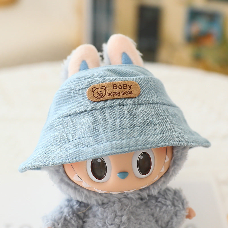The first and second generation labubu sit party doll clothes the third generation cola vinyl blind box clothes fisherman hat suspenders pants suit
