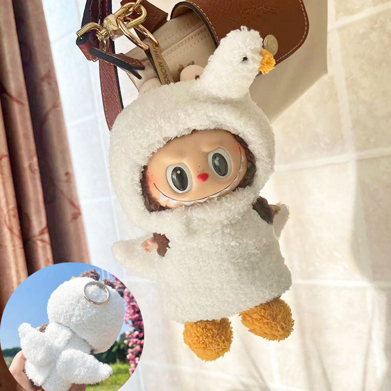 17cm Labubu Blind Box Doll Second Generation Sitting Party Cute Cartoon Plush Jumpsuit