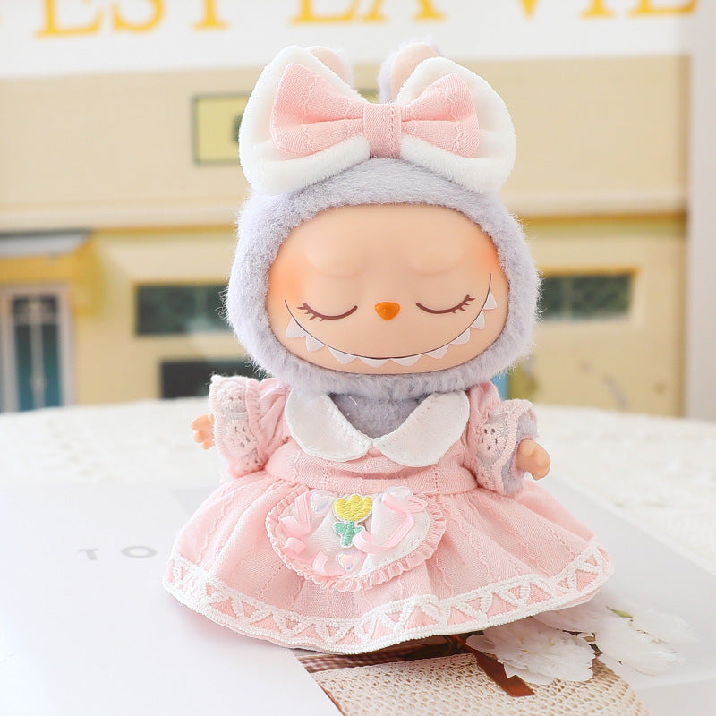 Labubu Doll Powder Skirt Sitting Party Labubu One or Two Generation Vinyl Blind Box Replacement Clothes Suspender Pants Hat Shoes
