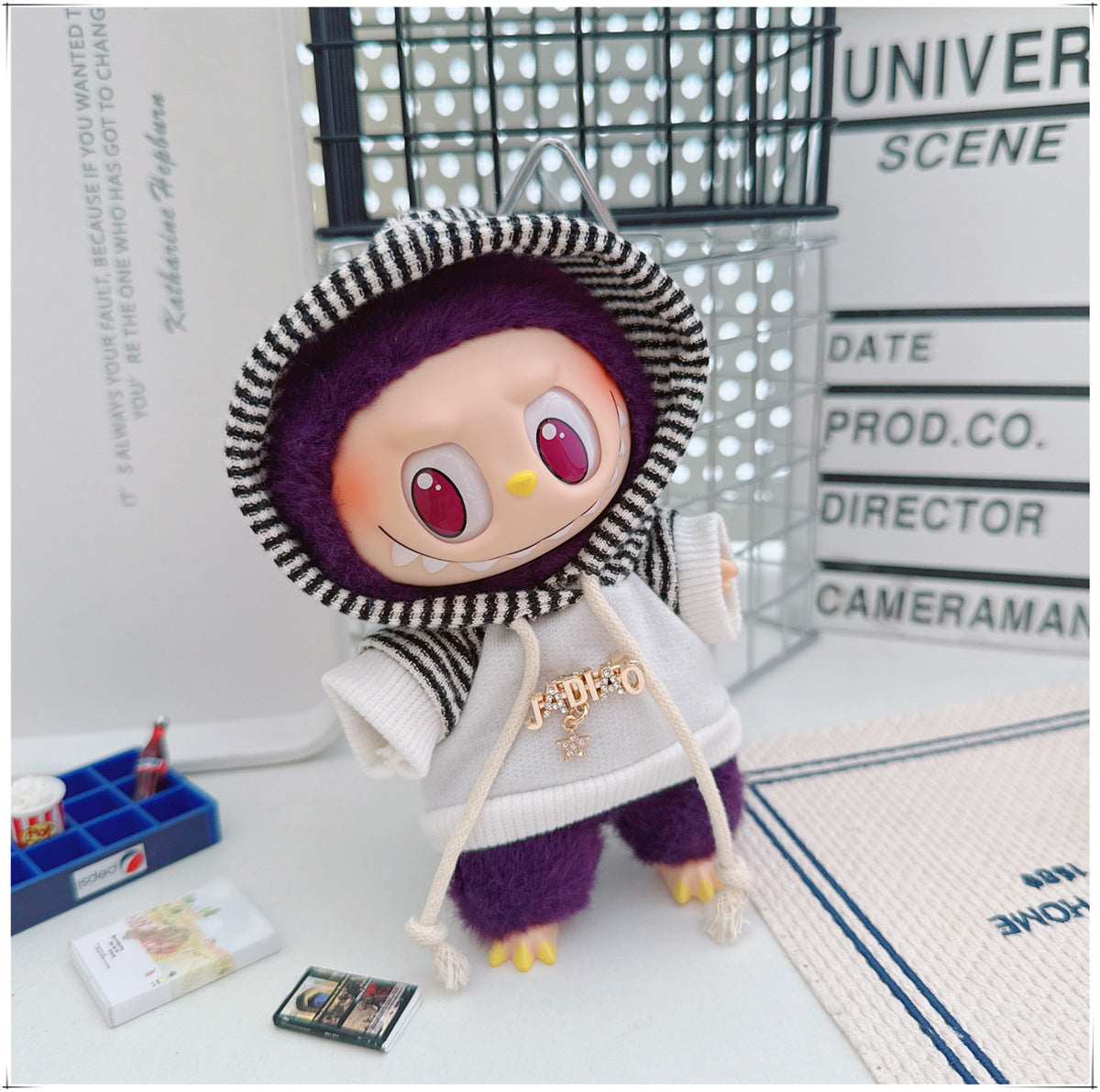 Labubu Doll Outfit - Striped Sweater & Hat Set for 17cm Labubu