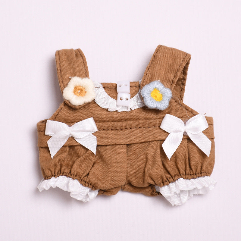 Labubu Doll Bow Overalls Outfit - Blue, Pink, White, Brown