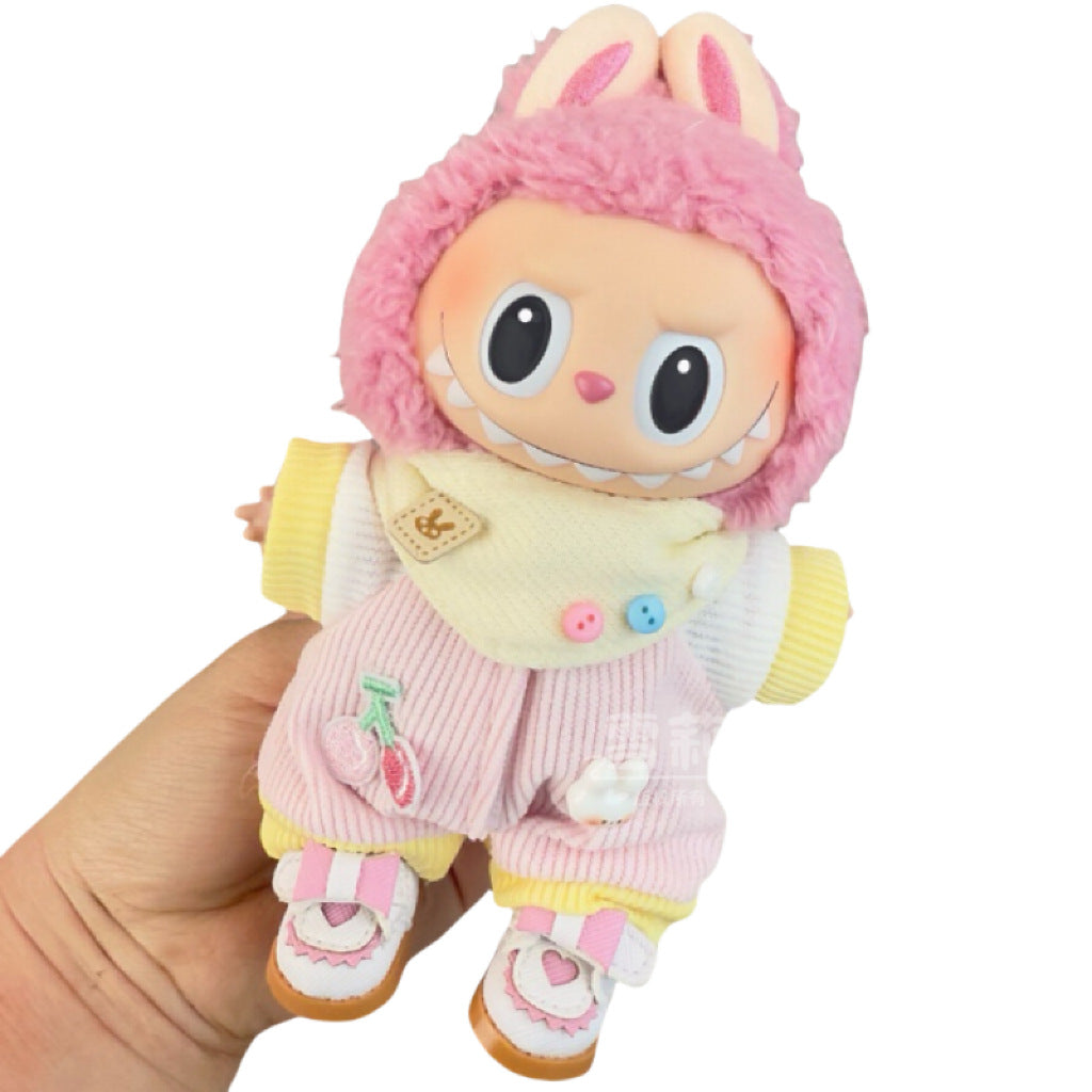 Labubu Doll Outfit - 17cm Baby Clothes with Straw Hat & Sling Dress