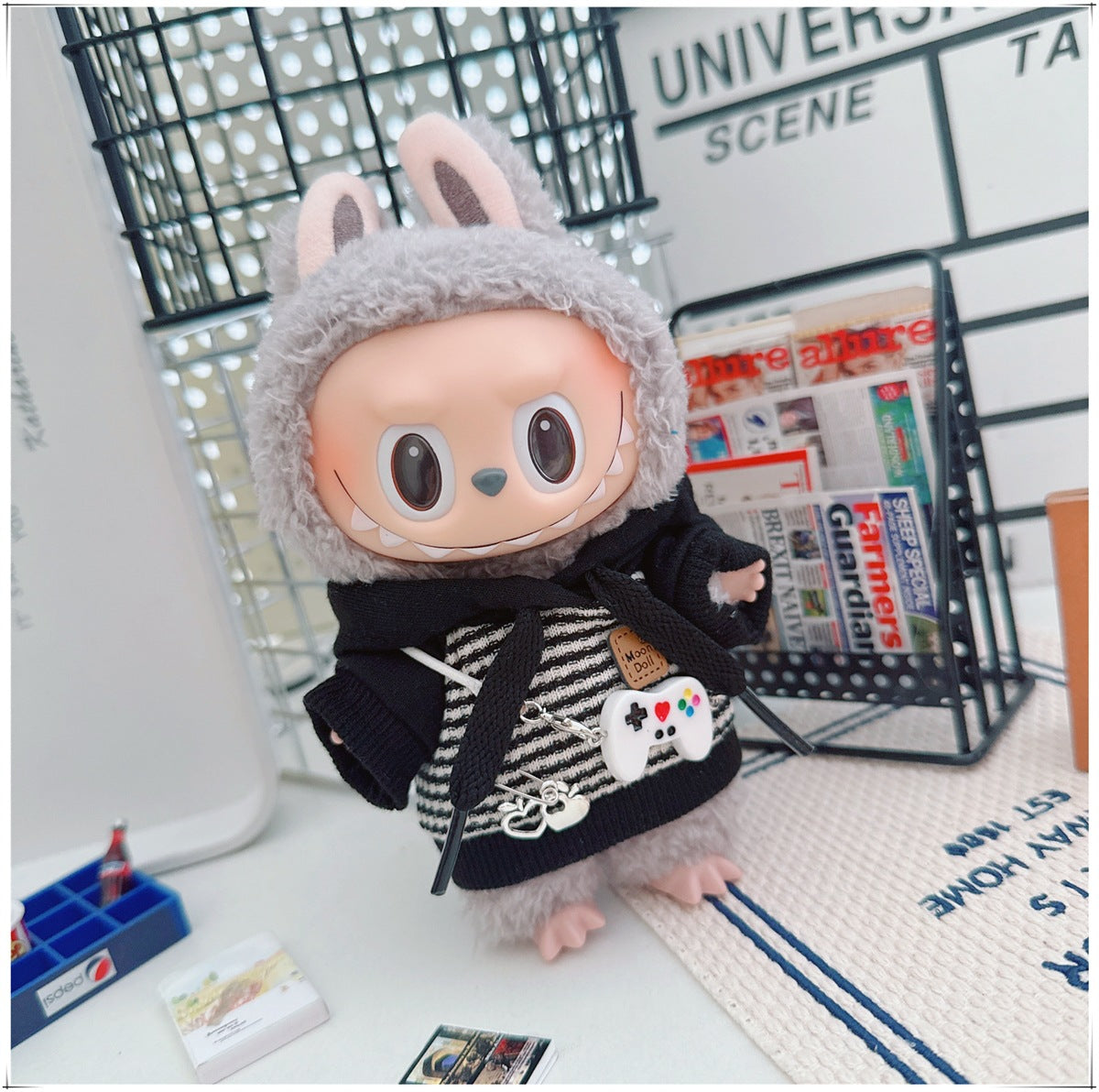 Labubu Doll Outfit - Striped Sweater & Hat Set for 17cm Labubu
