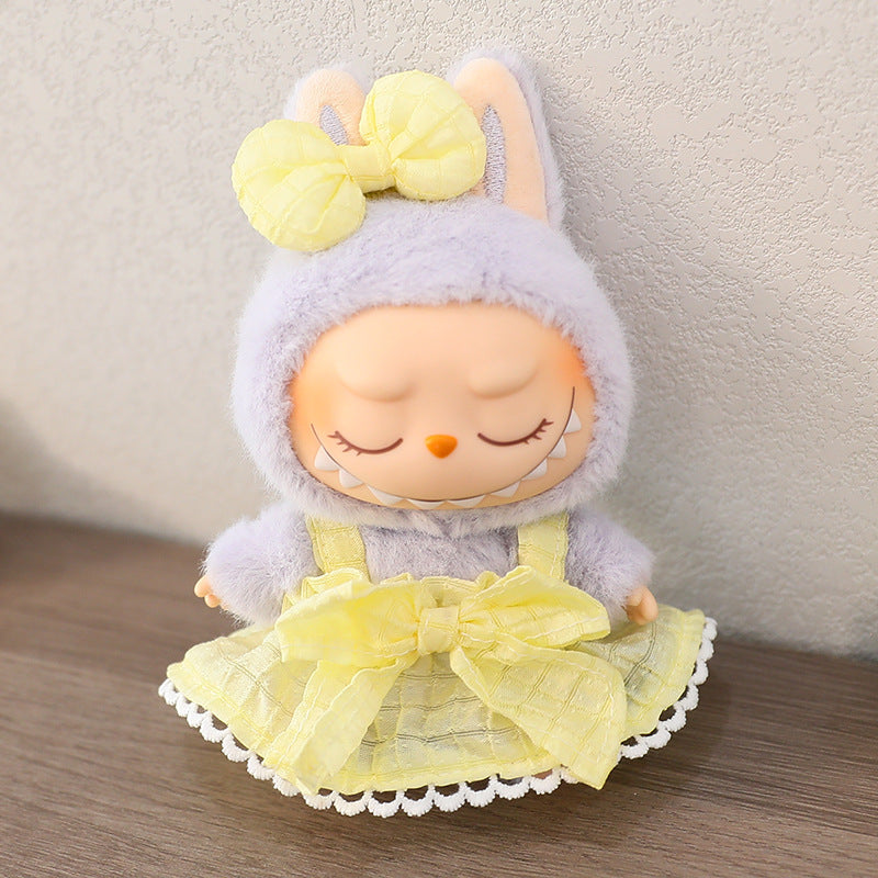 The first and second generation of blind box with Labubu doll clothes plush vinyl face doll pendant pull cloth sit party series