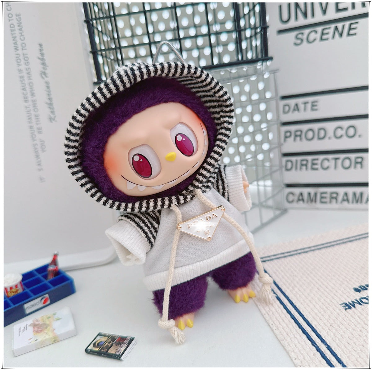 Labubu Doll Outfit - Striped Sweater & Hat Set for 17cm Labubu