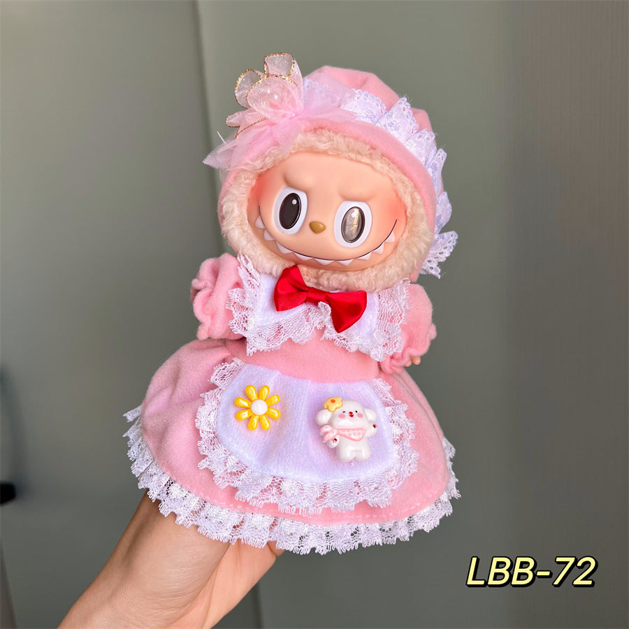 Only clothes for sale cloth baby clothes 17cm plush vinyl labubu sit party generation two generation for suit