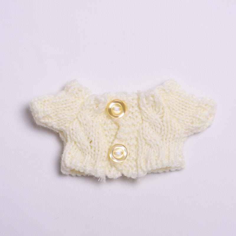 Labubu Doll Winter Outfit - White Sweater & Smiley Wool Hat for 17cm Pendant
