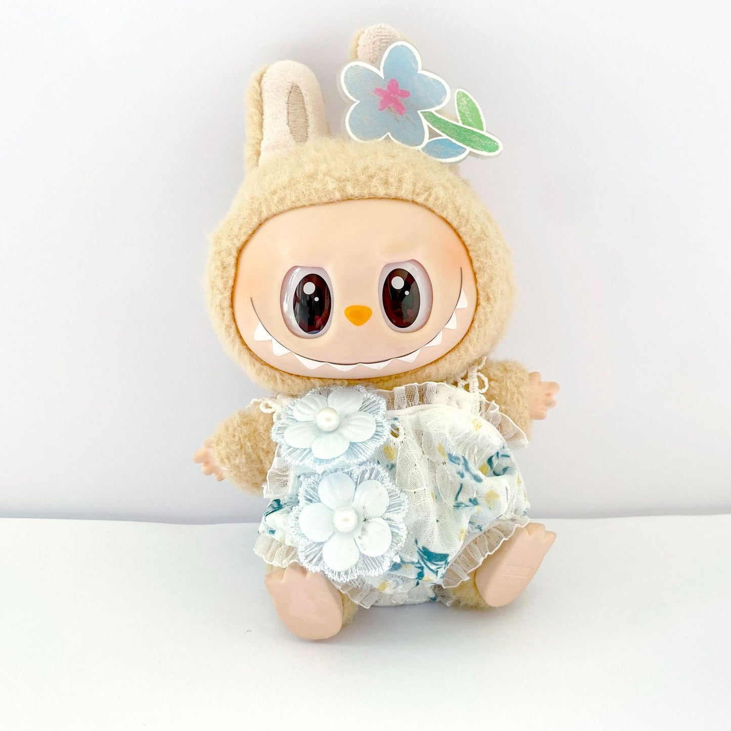 Labubu Doll Flower Jumpsuit Outfit - Pink & Blue Baby Clothes