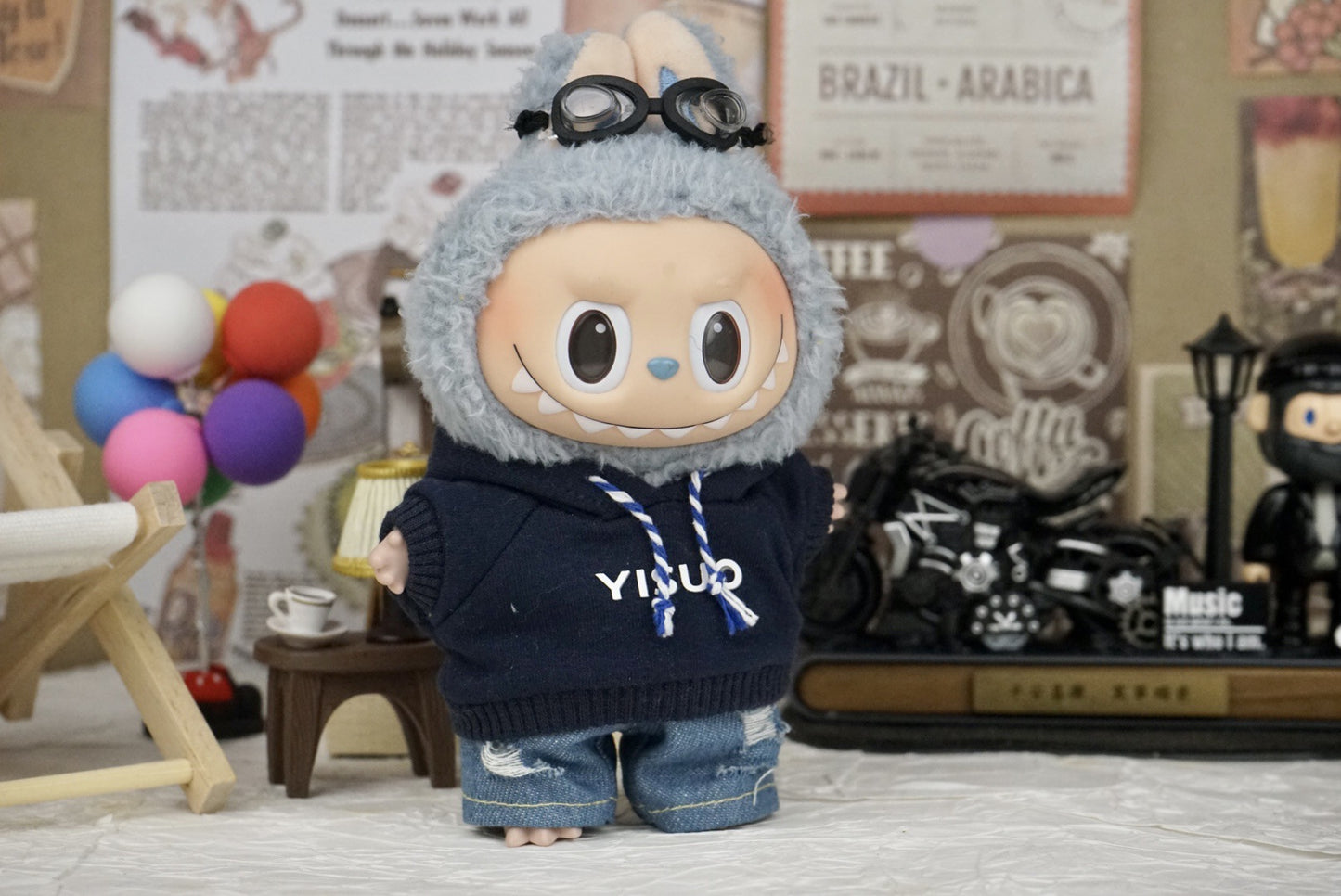 17cm Labubu Doll Hooded Vest Outfit - DIY Matching Clothes