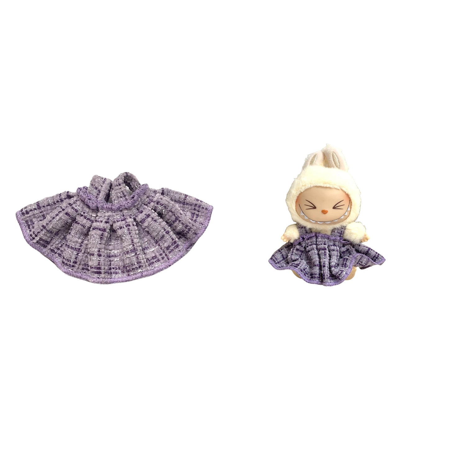 Labubu Doll Chanel Style Strap Dress Outfit for 15/17cm Dolls