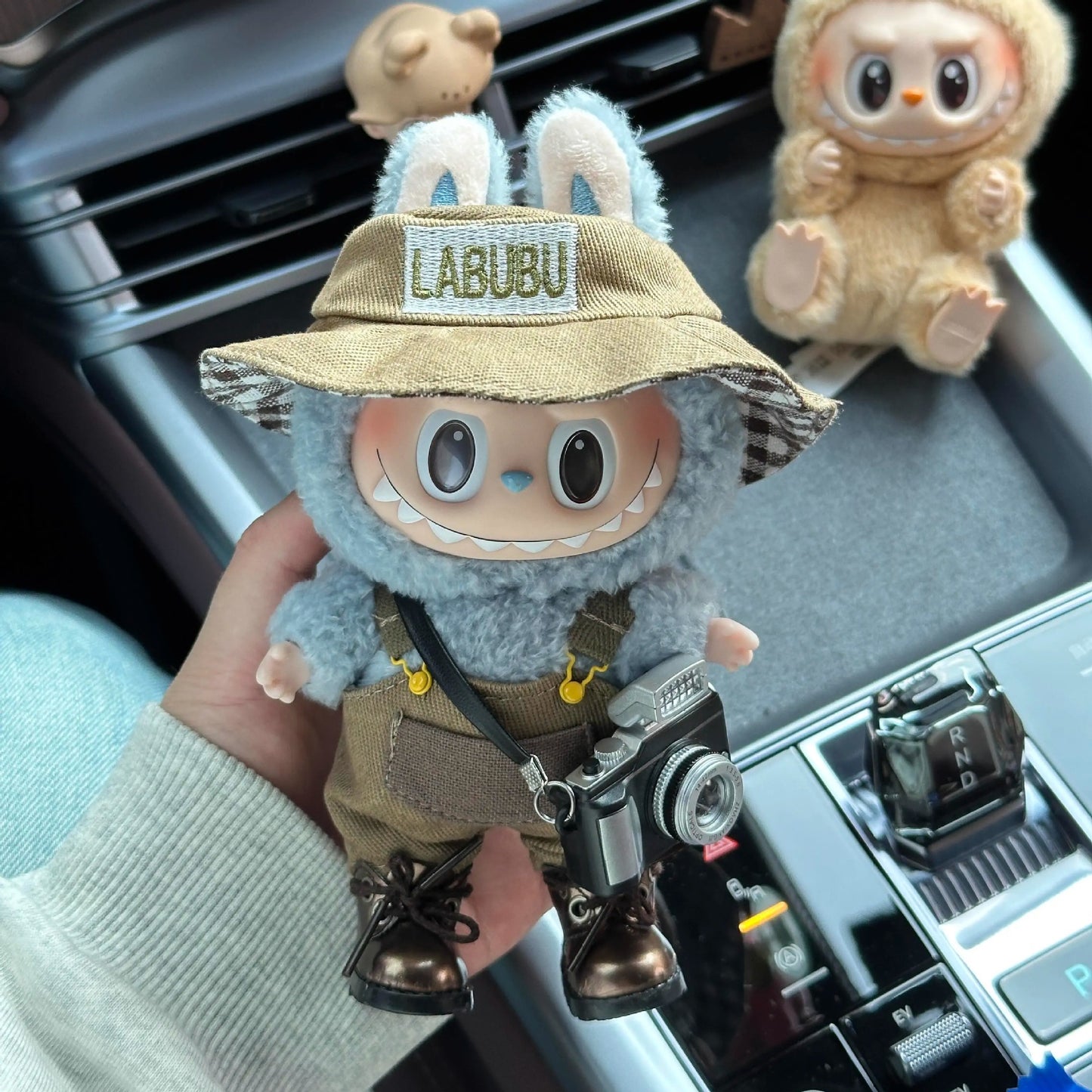 Labubu Doll Outfit Set - Overalls, Hat & Glasses for 15cm Vinyl Doll