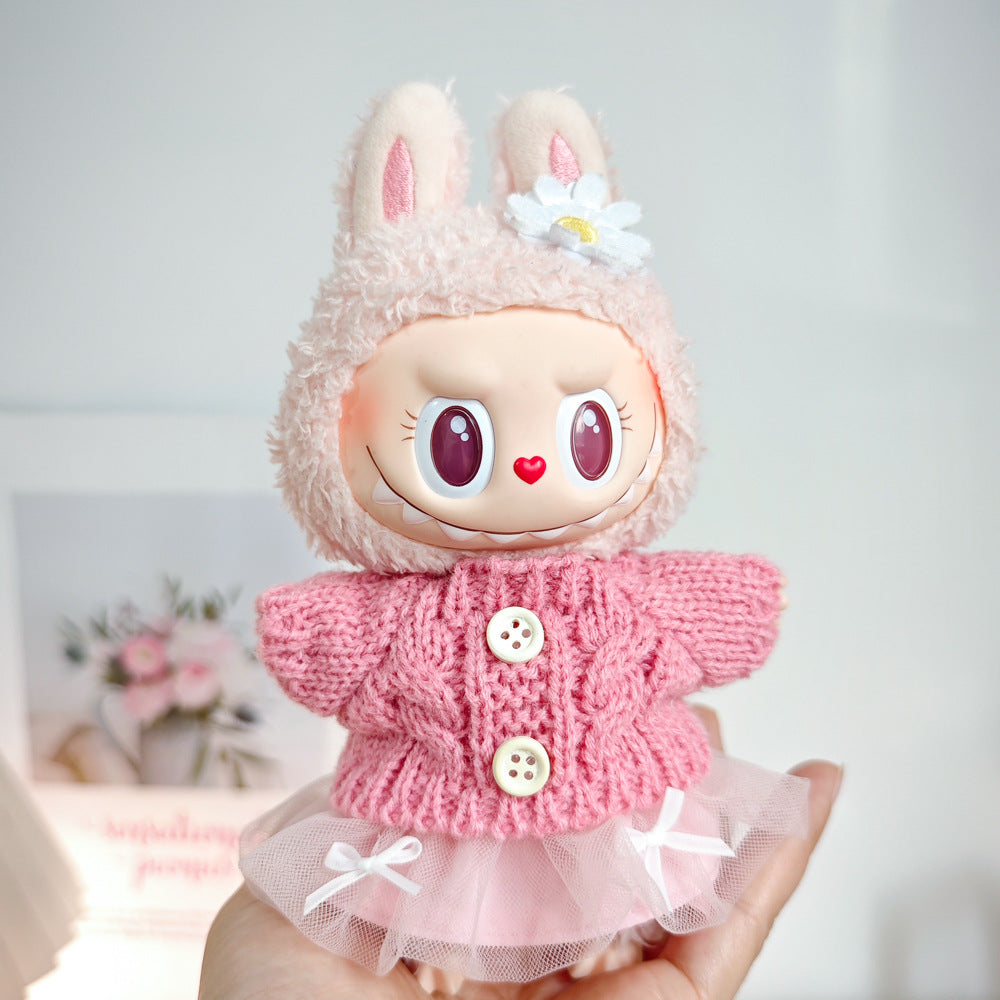 Labubu Doll Outfit - 17cm Sweater, Skirt & Accessories Set