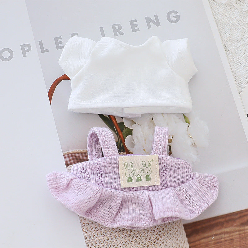 Generation II Blind Box Labubu Hanging Clothes Rab Cloth Sit Party Clothes Doll Summer Straw Hat Skirt