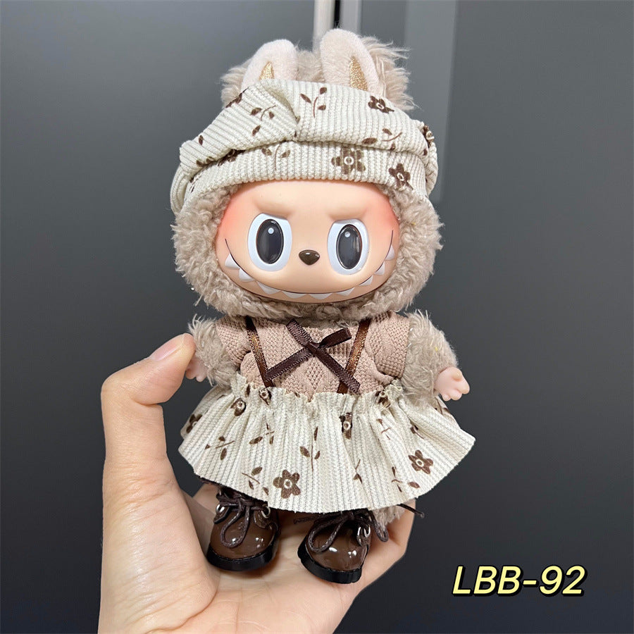 Labubu Wearable Baby Clothes Vinyl Labubu 17cm Doll Cute Dress-Up Casual Suit Skirt Plush Clothes