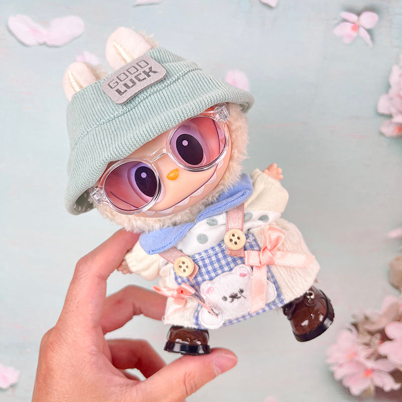 17cm Labubu Doll Clothes Set with Hat, Top, Skirt & Bag