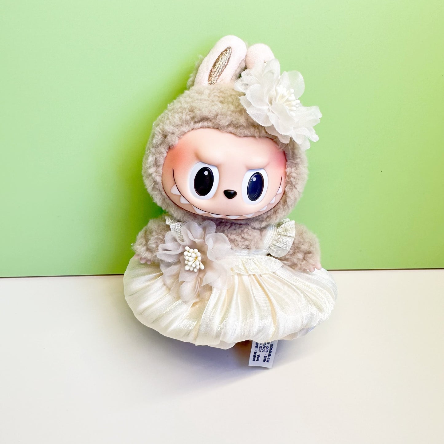 15cm blind box pull cloth pendant clothes casual two-piece macaron labubu pendant doll plaid suit