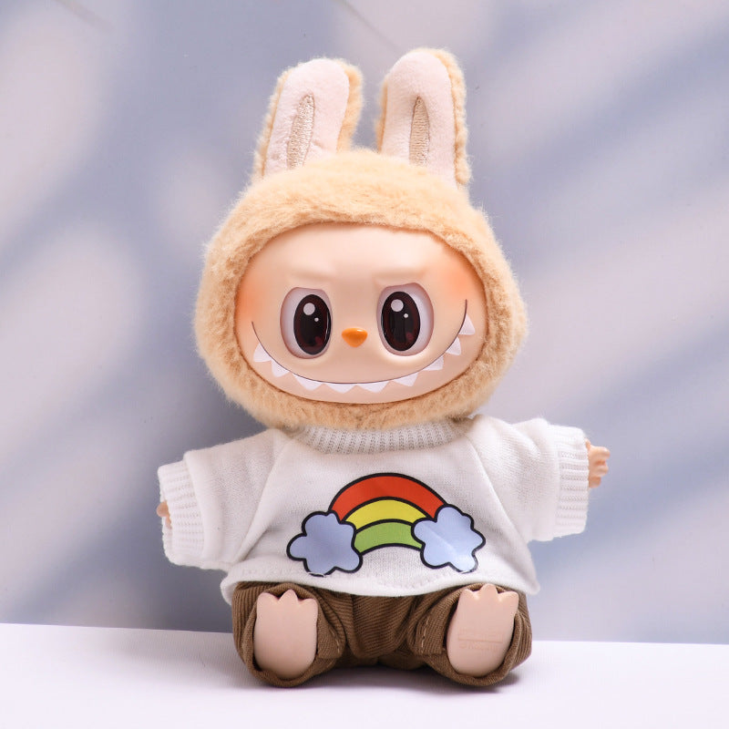Labubu Doll Baby Clothes Outfit - White T-Shirt & Pants Suit Set
