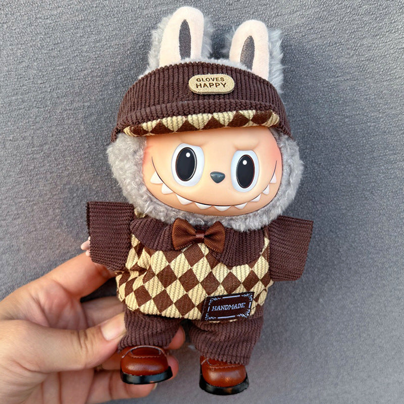New 17CM Labubu Pendant for Baby Clothes high quality Labubu Blind Box Pendant Doll Clothes Decorative suit