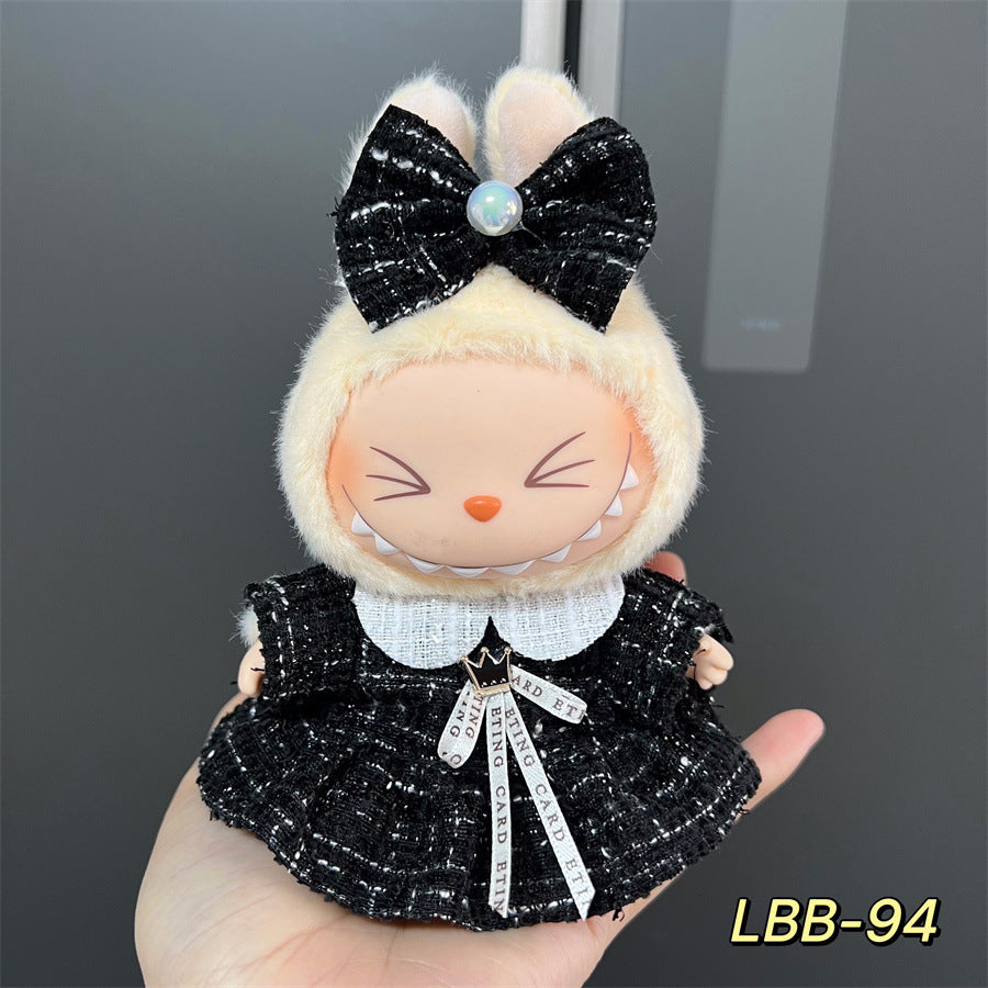 Labubu Doll Vinyl Rab 17cm Doll Cute Dress Casual suit Skirt Plush Toy Clothes