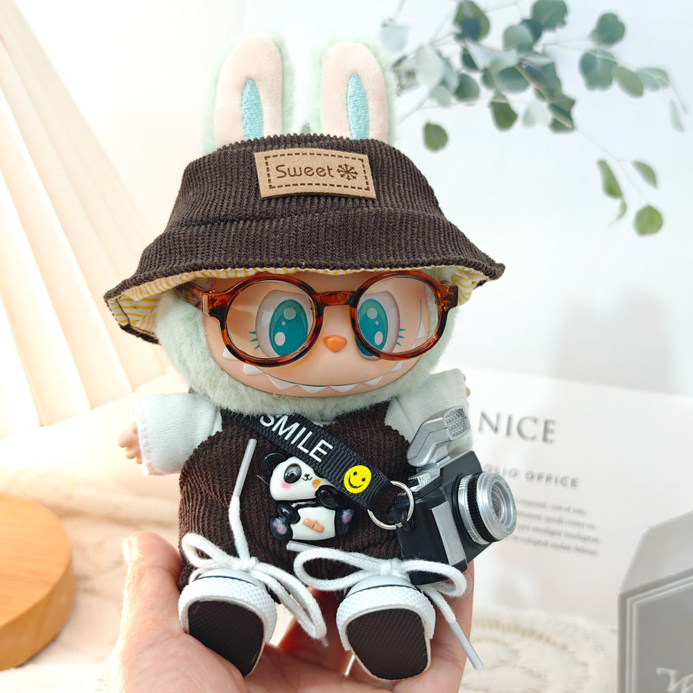 Labubu Doll Outfit Set - Panda Overalls & Hat for 1st & 2nd Gen