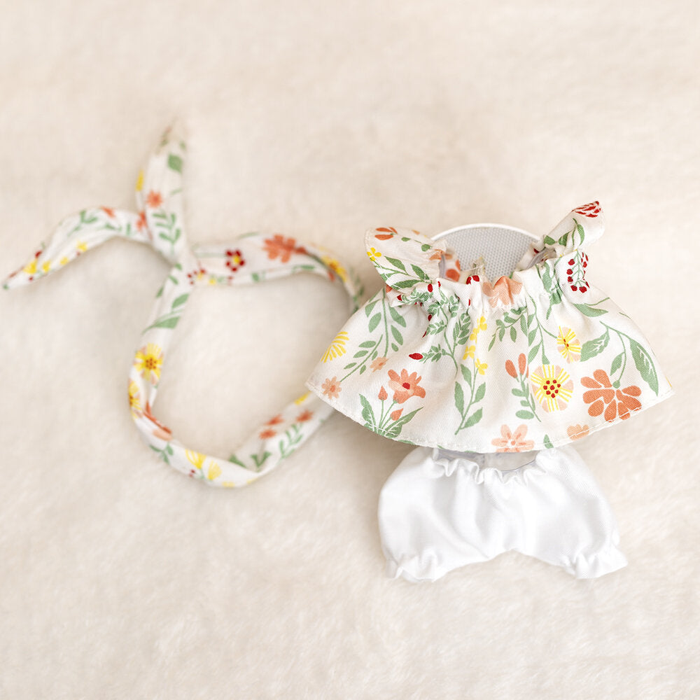 Labubu Doll Outfit - 17cm Plaid Suspenders Skirt & Headband Set