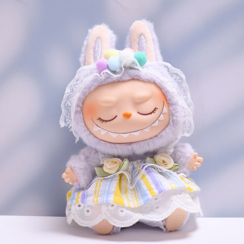 Labubu Doll Rose Skirt Outfit for 1st & 2nd Gen Pendants - Pink, Yellow, Purple