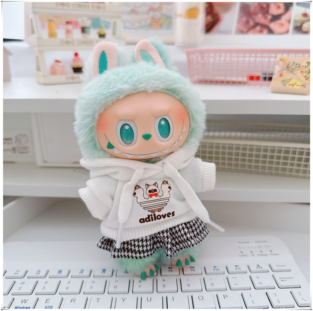 Labubu Doll Clothes - Trendy Hooded Sweatshirt & Pants for 10cm & 17cm Dolls