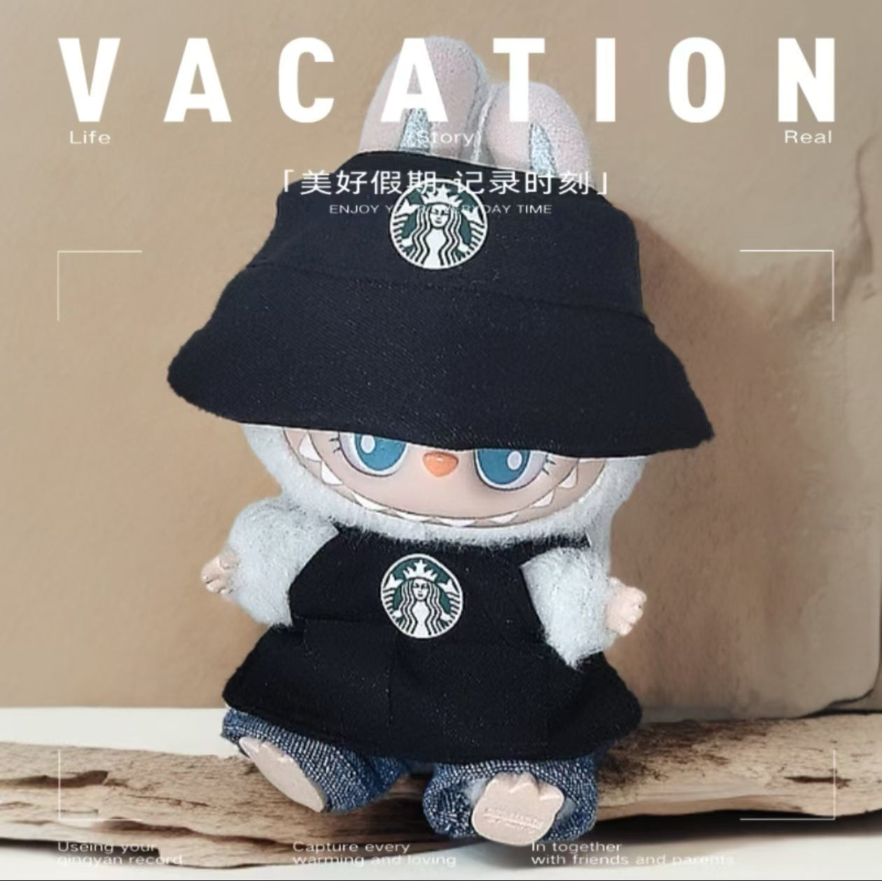 Labubu Doll Overalls Set for 17cm Vinyl Dolls