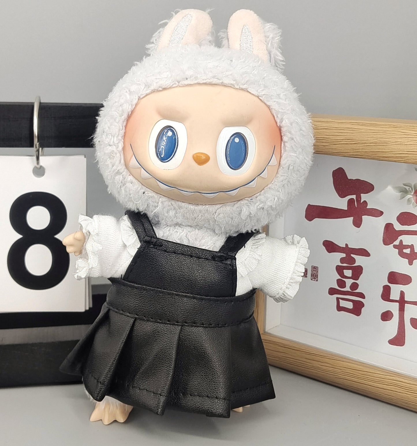 17cm Labubu Doll Clothes - Leather Outfits & Accessories for 1st/2nd Gen