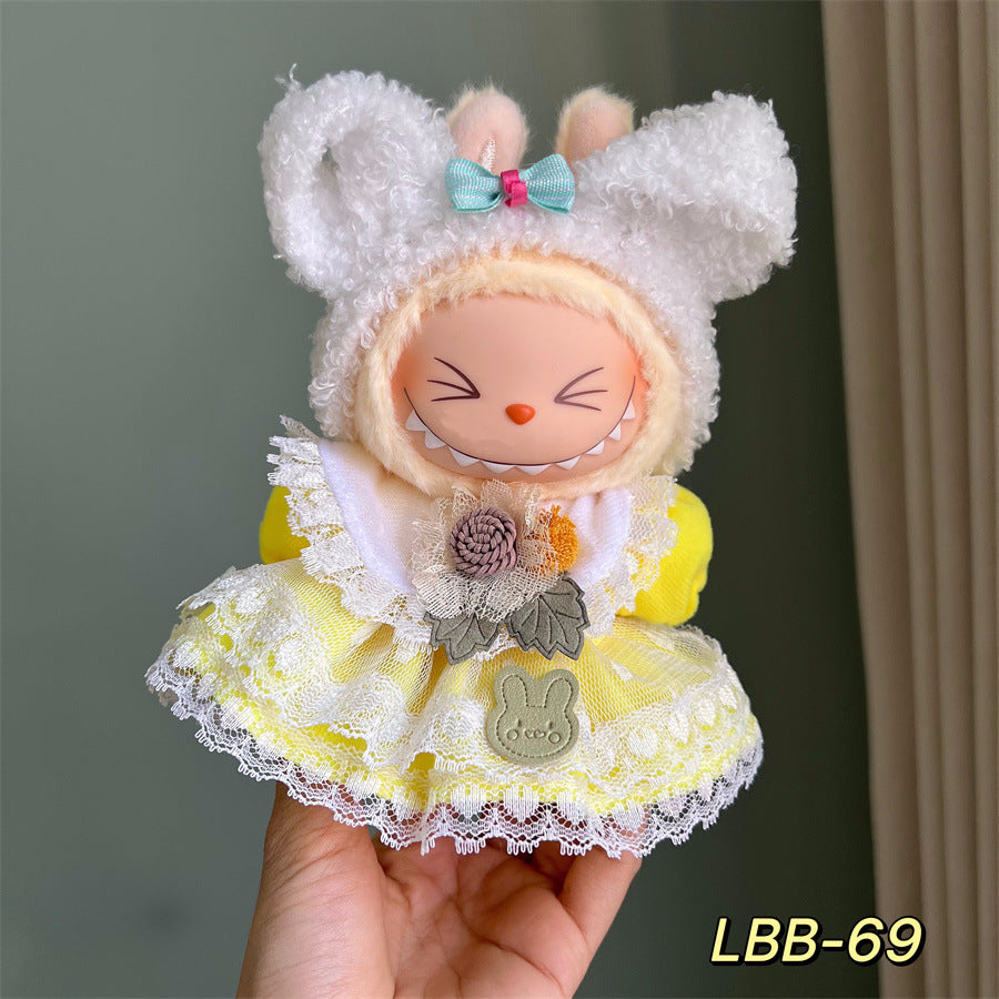 Only clothes for sale cloth baby clothes 17cm plush vinyl labubu sit party generation two generation for suit