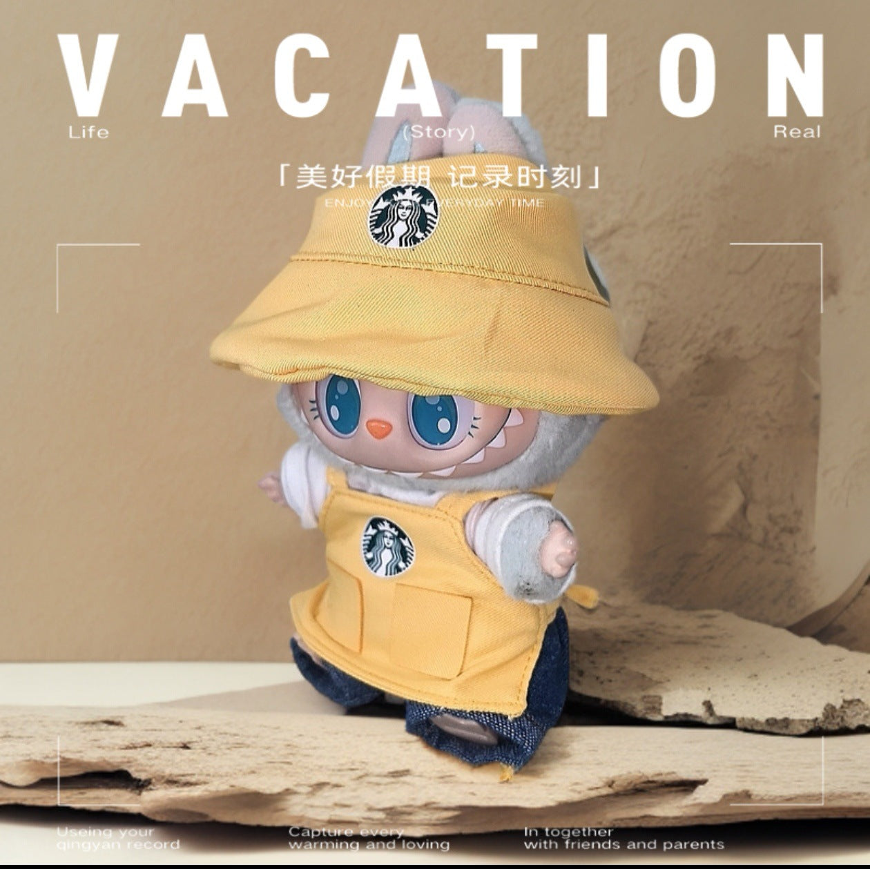 Labubu Doll Outfit - Star Bar Overalls Set with Accessories for 15-17cm Dolls