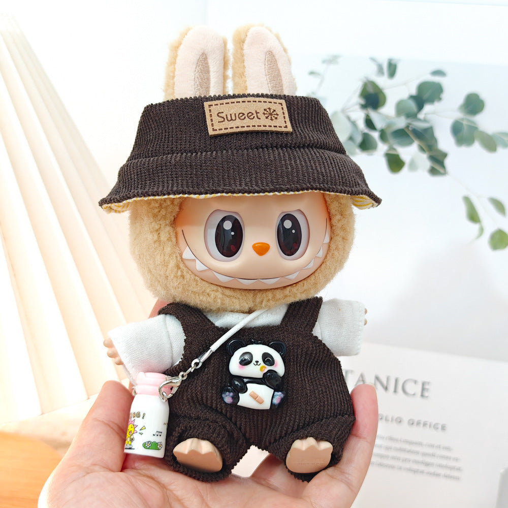 Labubu Doll Outfit Set - Panda Overalls & Hat for 1st & 2nd Gen