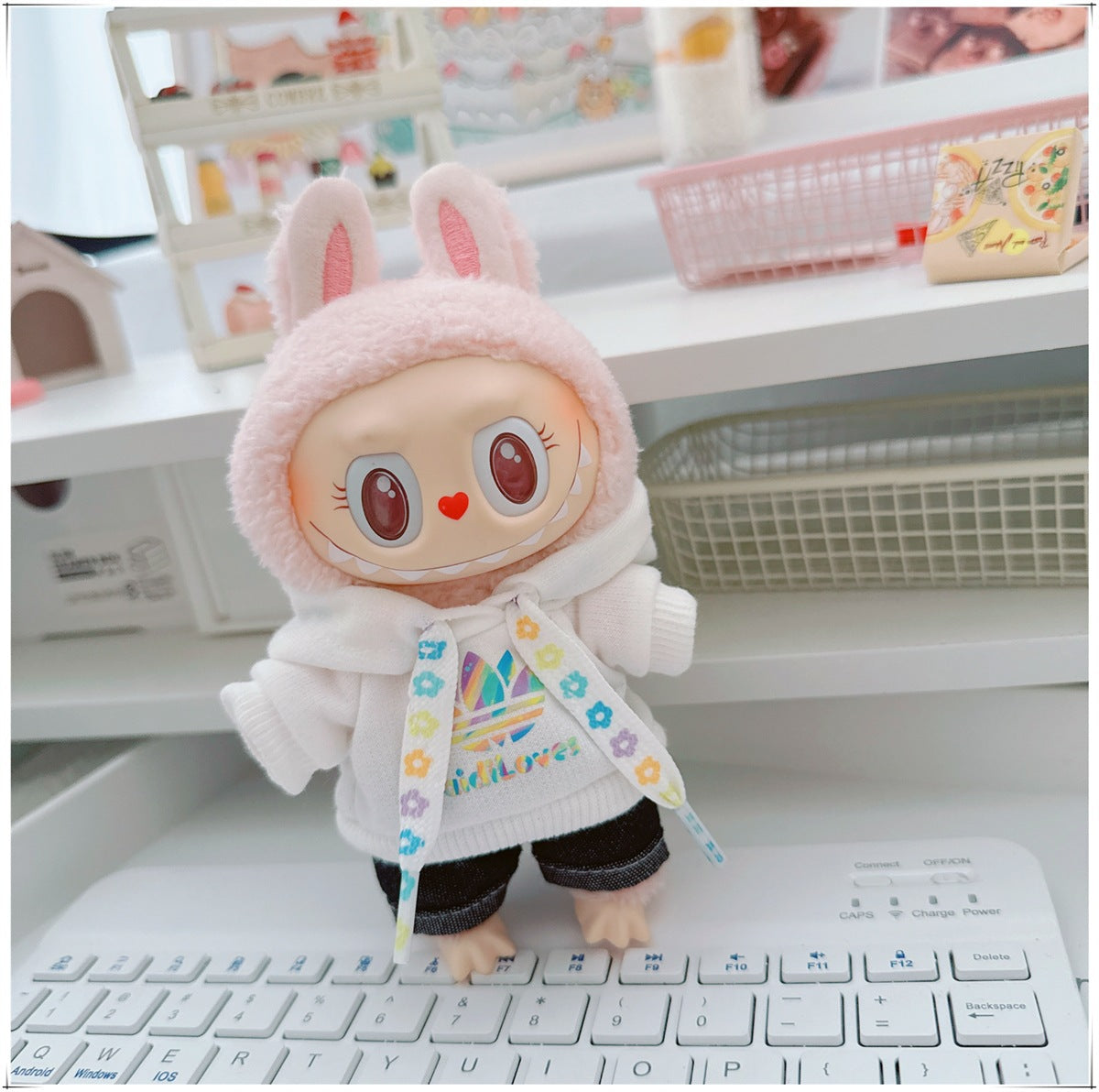 Labubu Doll Clothes - Trendy Hooded Sweatshirt & Pants for 10cm & 17cm Dolls