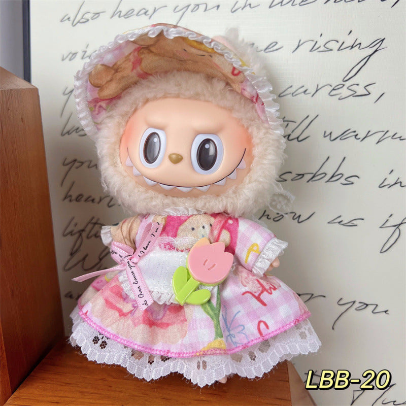 New 17cm Labubu Pendant with Replacement Baby Clothes High Quality Labubu Blind Box Pendant Baby Clothes Decoration Set