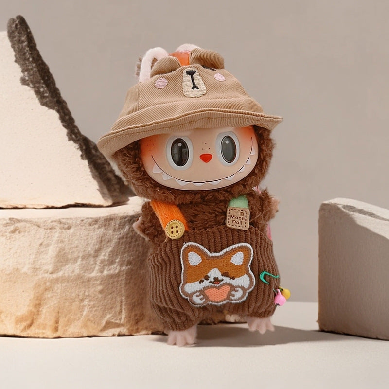 Labubu Doll Outfit - 17cm Cute Overalls & Hat Set